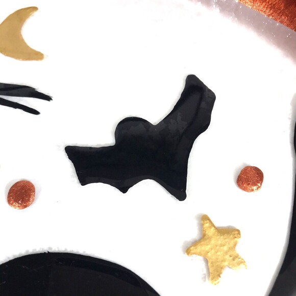 Large Halloween Black Cat Glass Platter Plate Artist Fused Painted Glass 14" EUC - Picture 5 of 10